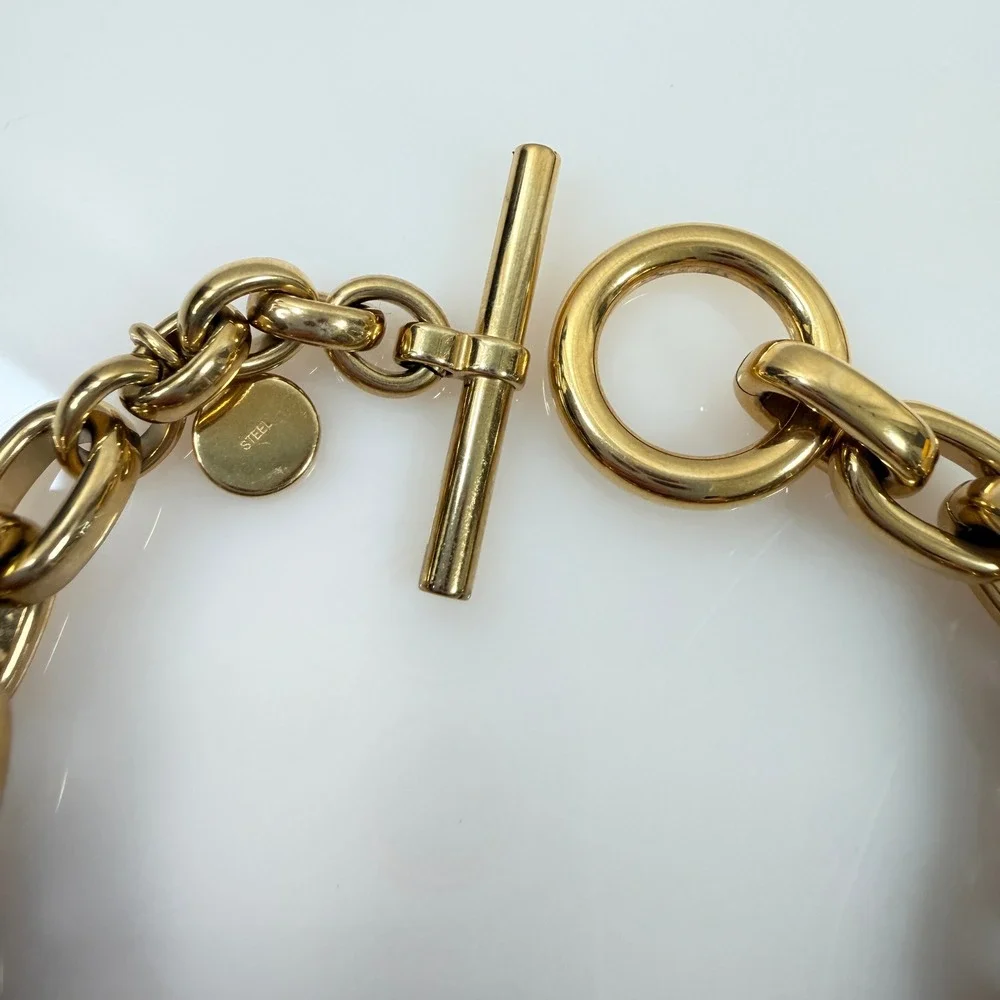 Michael Kors Charm Bracelet Gold Tone Toggle Clasp 6.75
